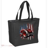 Patriotic Tractor American Flag Tractor Farmer Farm Gift Tote Bag thumb 2