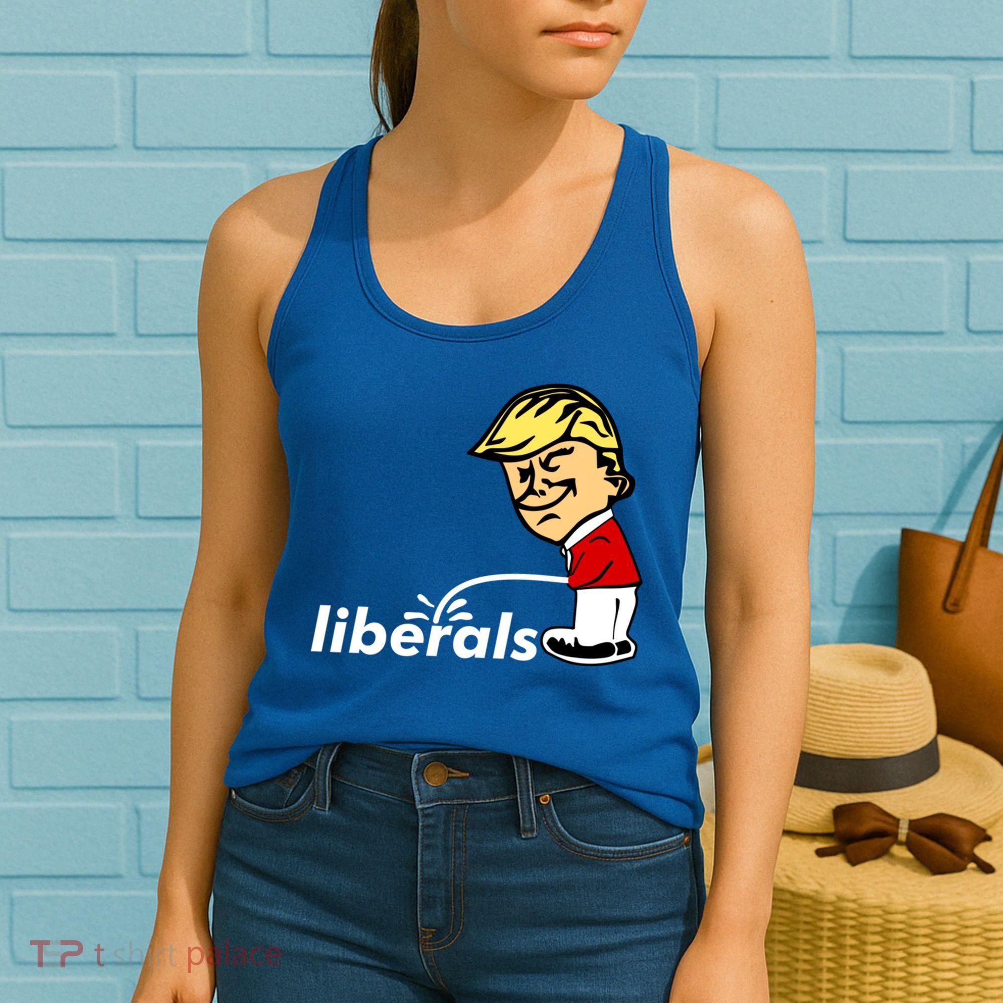 Pro Trump Anti Liberal Donald Trump Pissing On Liberals Gift Cool Gift Women's Tank Top
