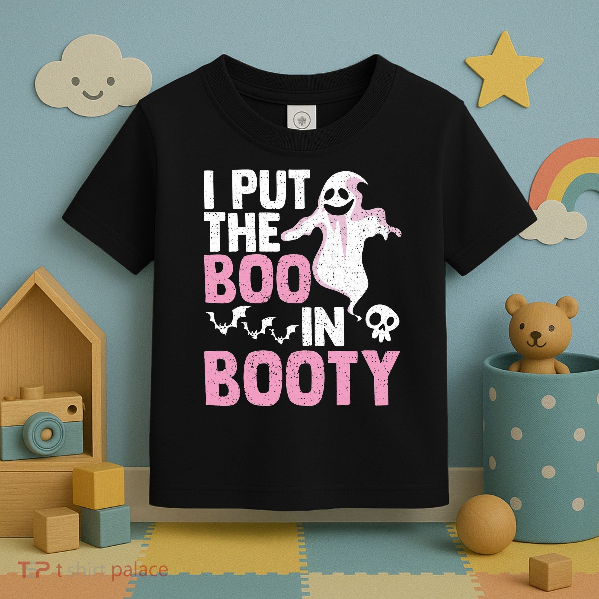 Put The Boo In Booty Funny Halloween Ghost Lover Joke Fan Toddler T-Shirt