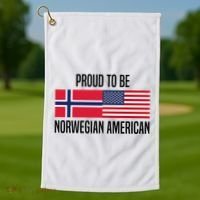 Proud To Be Norwegian American Cool Gift Golf Towel thumb 1