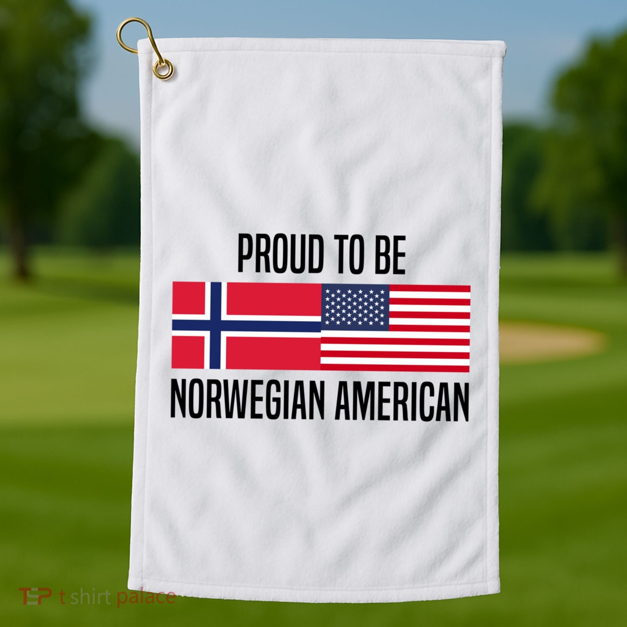 Proud To Be Norwegian American Cool Gift Golf Towel