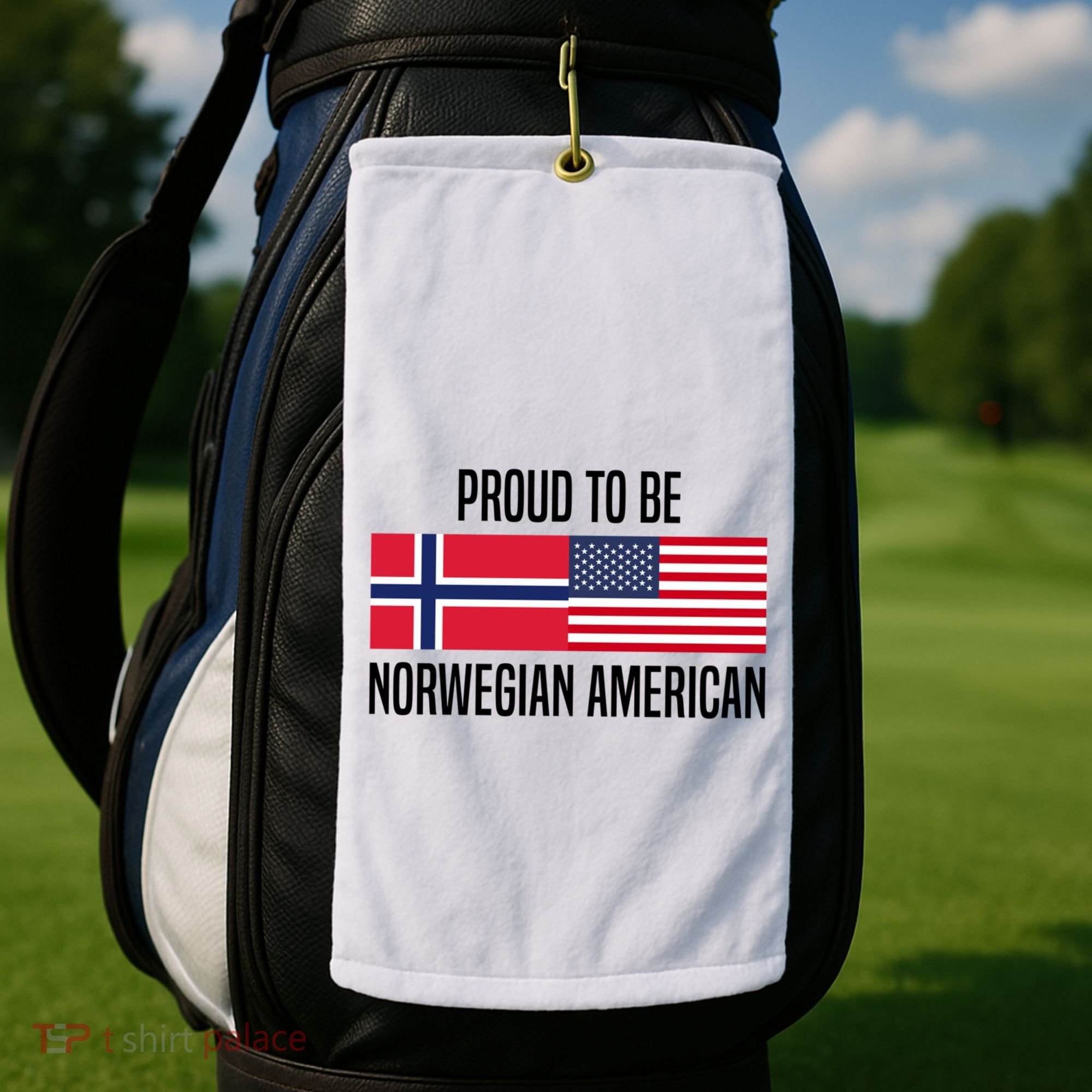 Proud To Be Norwegian American Cool Gift Golf Towel