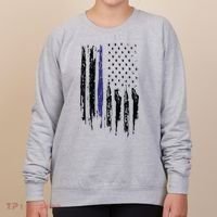 Police Thin Blue Line Flag Gift Crewneck Meaningful Gift Mens Women's Sweatshirt thumb 0