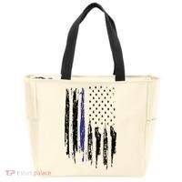 Police Thin Blue Line Flag Gift Crewneck Meaningful Gift Mens Tote Bag thumb 0
