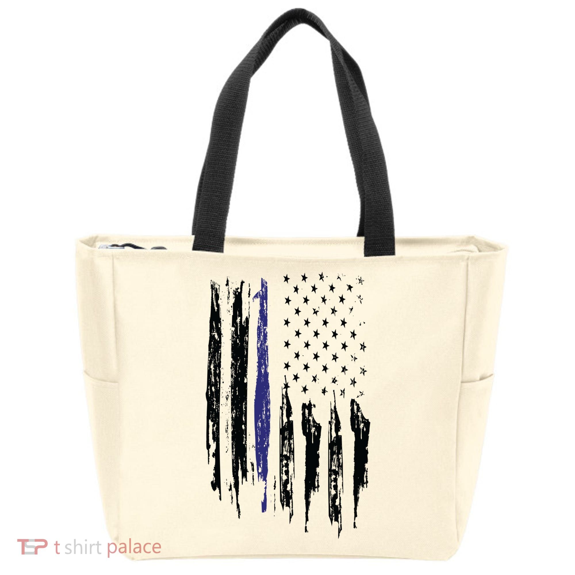 Police Thin Blue Line Flag Gift Crewneck Meaningful Gift Mens Tote Bag