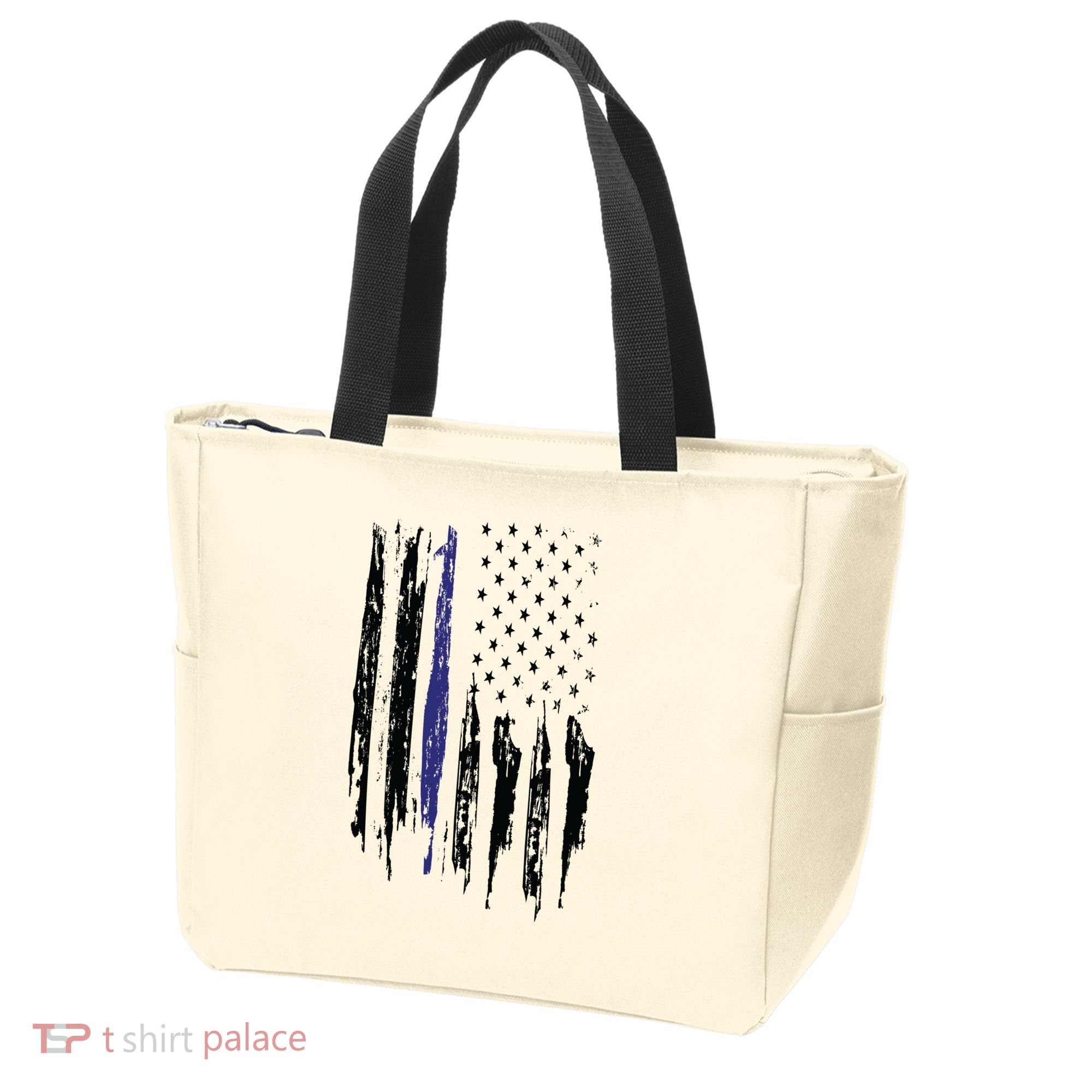 Police Thin Blue Line Flag Gift Crewneck Meaningful Gift Mens Tote Bag