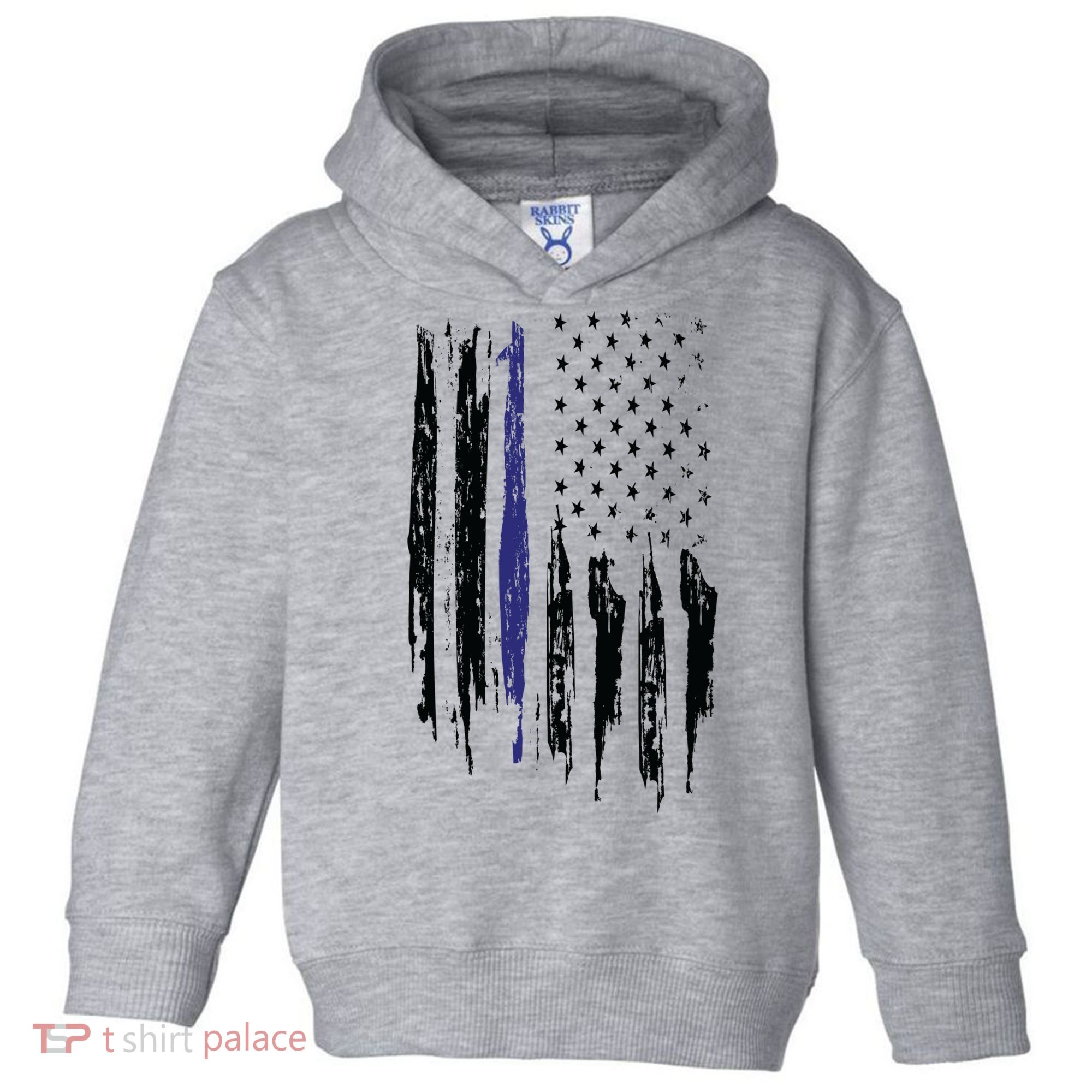Police Thin Blue Line Flag Gift Crewneck Meaningful Gift Mens Toddler Hoodie