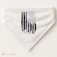 Police Thin Blue Line Flag Gift Crewneck Meaningful Gift Mens USA-Made Doggie Bandana thumb 0