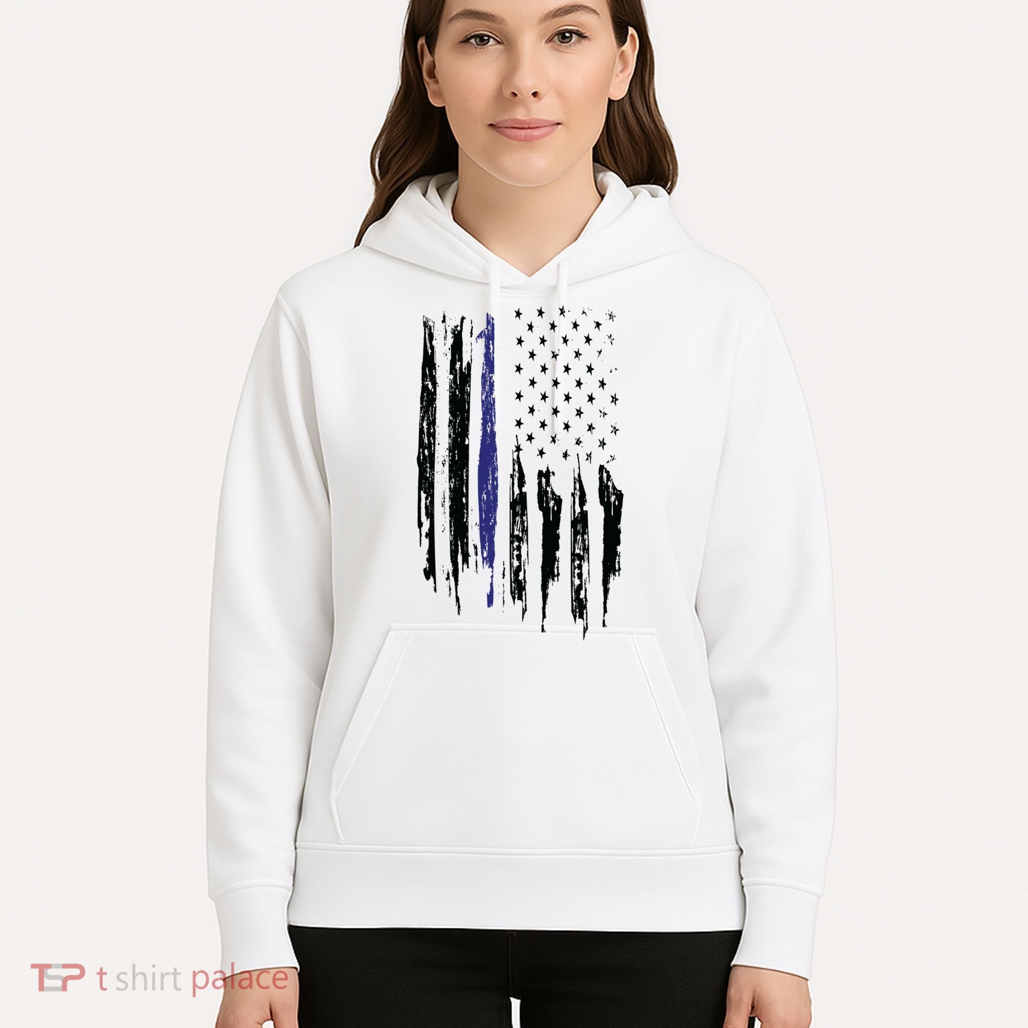 Police Thin Blue Line Flag Gift Crewneck Meaningful Gift Mens Hoodie