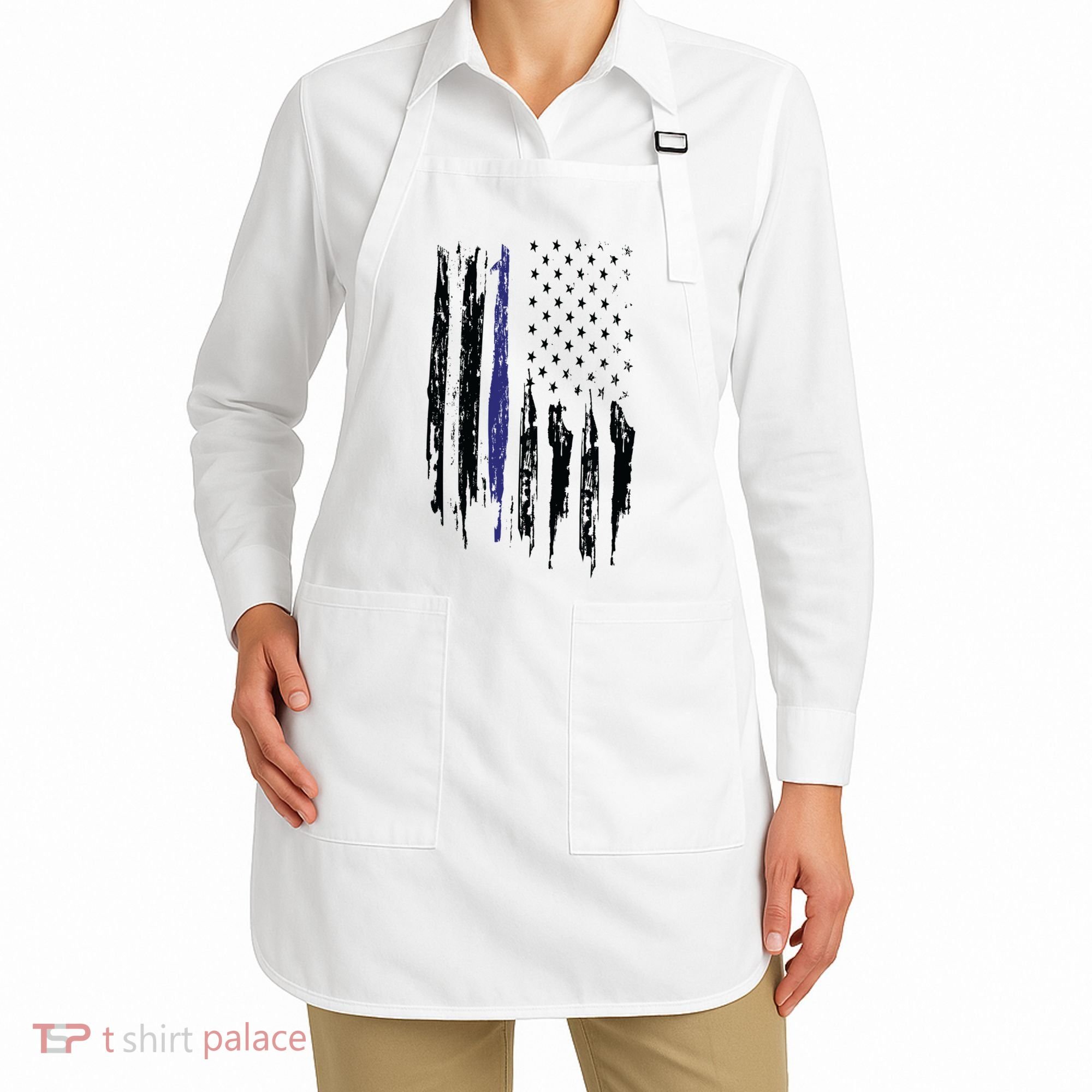 Police Thin Blue Line Flag Gift Crewneck Meaningful Gift Mens Apron