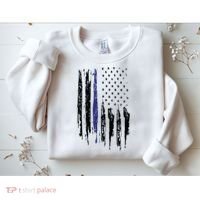 Police Thin Blue Line Flag Gift Crewneck Meaningful Gift Mens Sweatshirt thumb 2