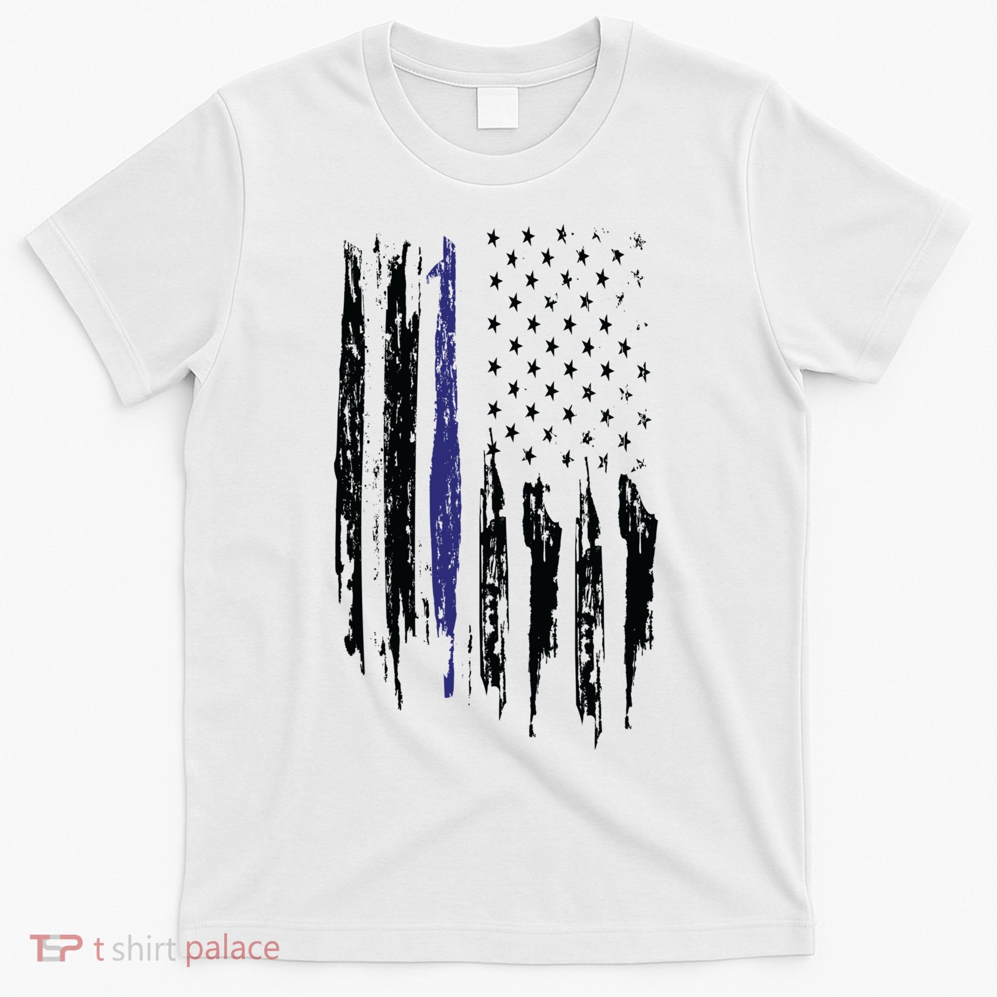 Police Thin Blue Line Flag Gift Crewneck Meaningful Gift Mens T-Shirt