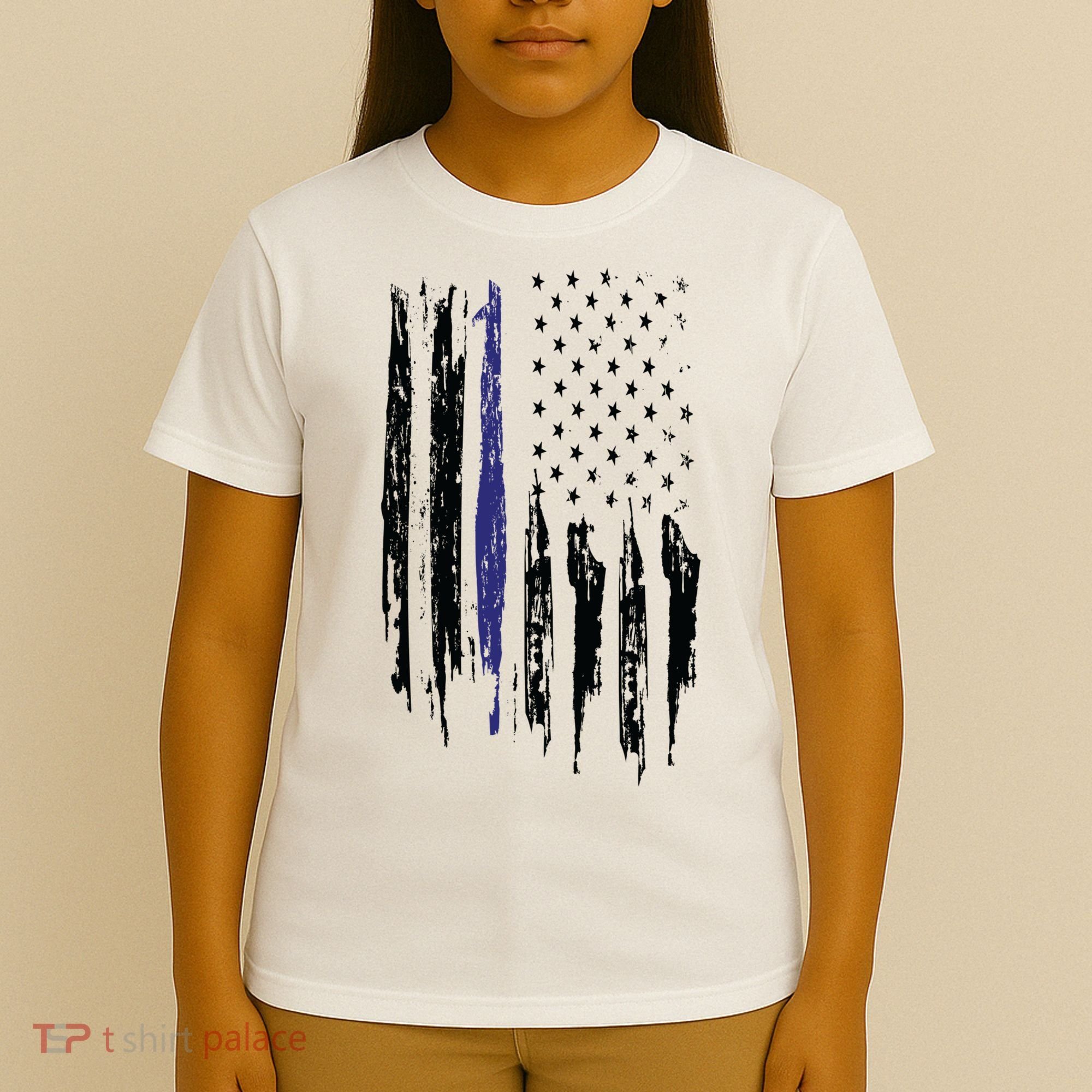 Police Thin Blue Line Flag Gift Crewneck Meaningful Gift Mens T-Shirt