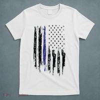 Police Thin Blue Line Flag Gift Crewneck Meaningful Gift Mens T-Shirt thumb 5