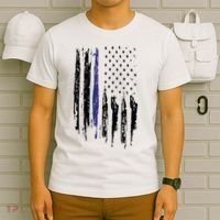 Police Thin Blue Line Flag Gift Crewneck Meaningful Gift Mens T-Shirt thumb 6