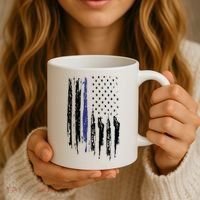 Police Thin Blue Line Flag Gift Crewneck Meaningful Gift Mens Coffee Mug thumb 3