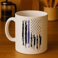 Police Thin Blue Line Flag Gift Crewneck Meaningful Gift Mens Coffee Mug thumb 4