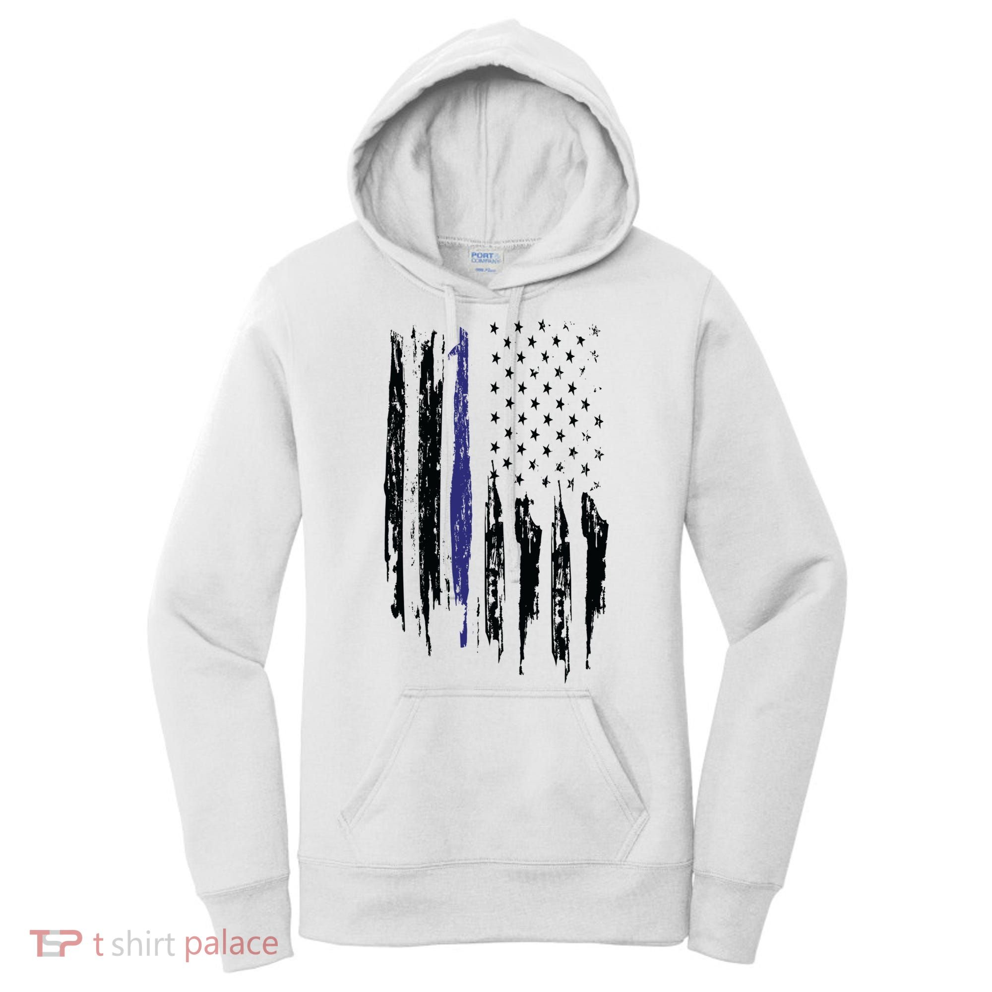 Police Thin Blue Line Flag Gift Crewneck Meaningful Gift Mens Women's Hoodie