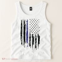 Police Thin Blue Line Flag Gift Crewneck Meaningful Gift Mens Tank Top thumb 2