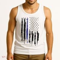 Police Thin Blue Line Flag Gift Crewneck Meaningful Gift Mens Tank Top thumb 3