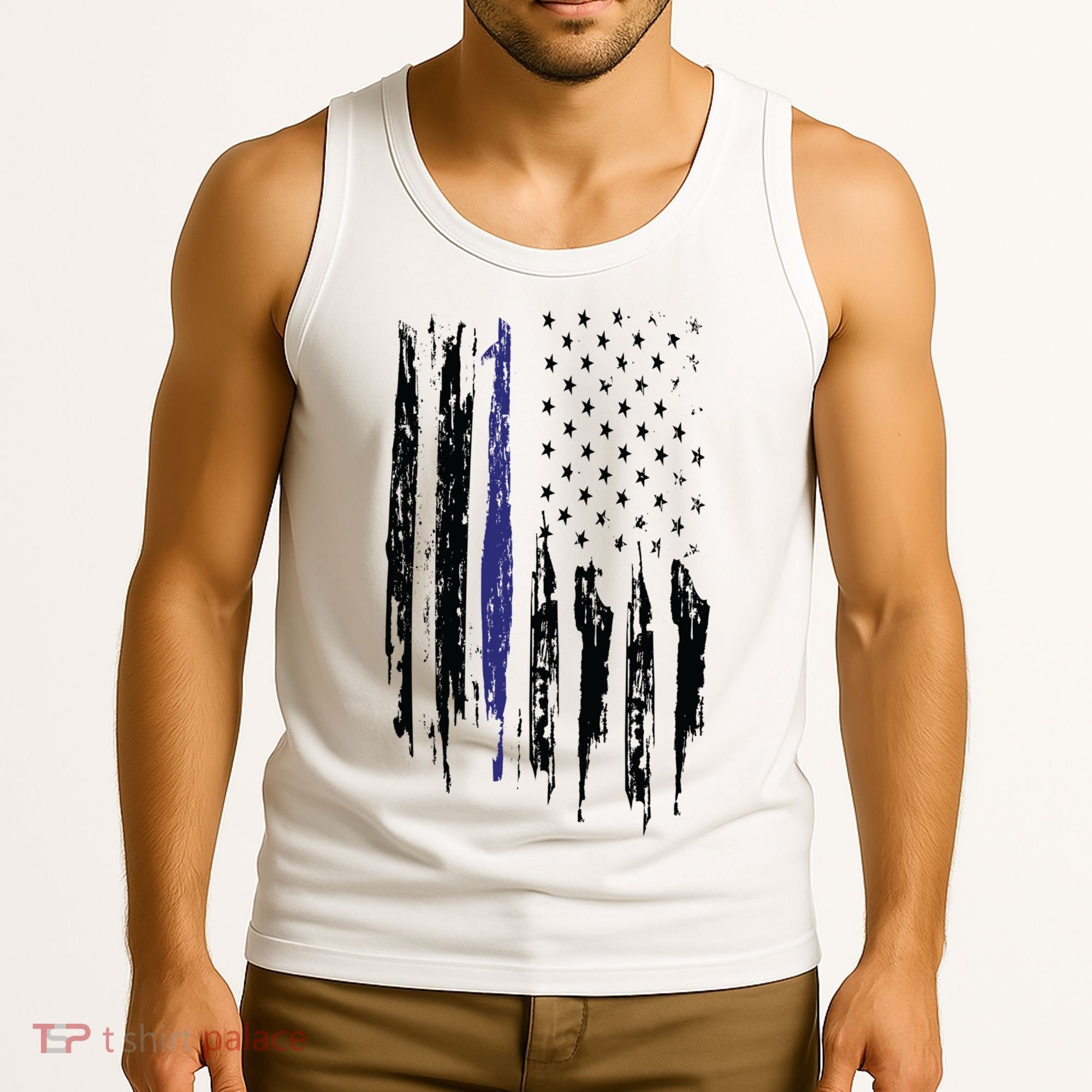 Police Thin Blue Line Flag Gift Crewneck Meaningful Gift Mens Tank Top