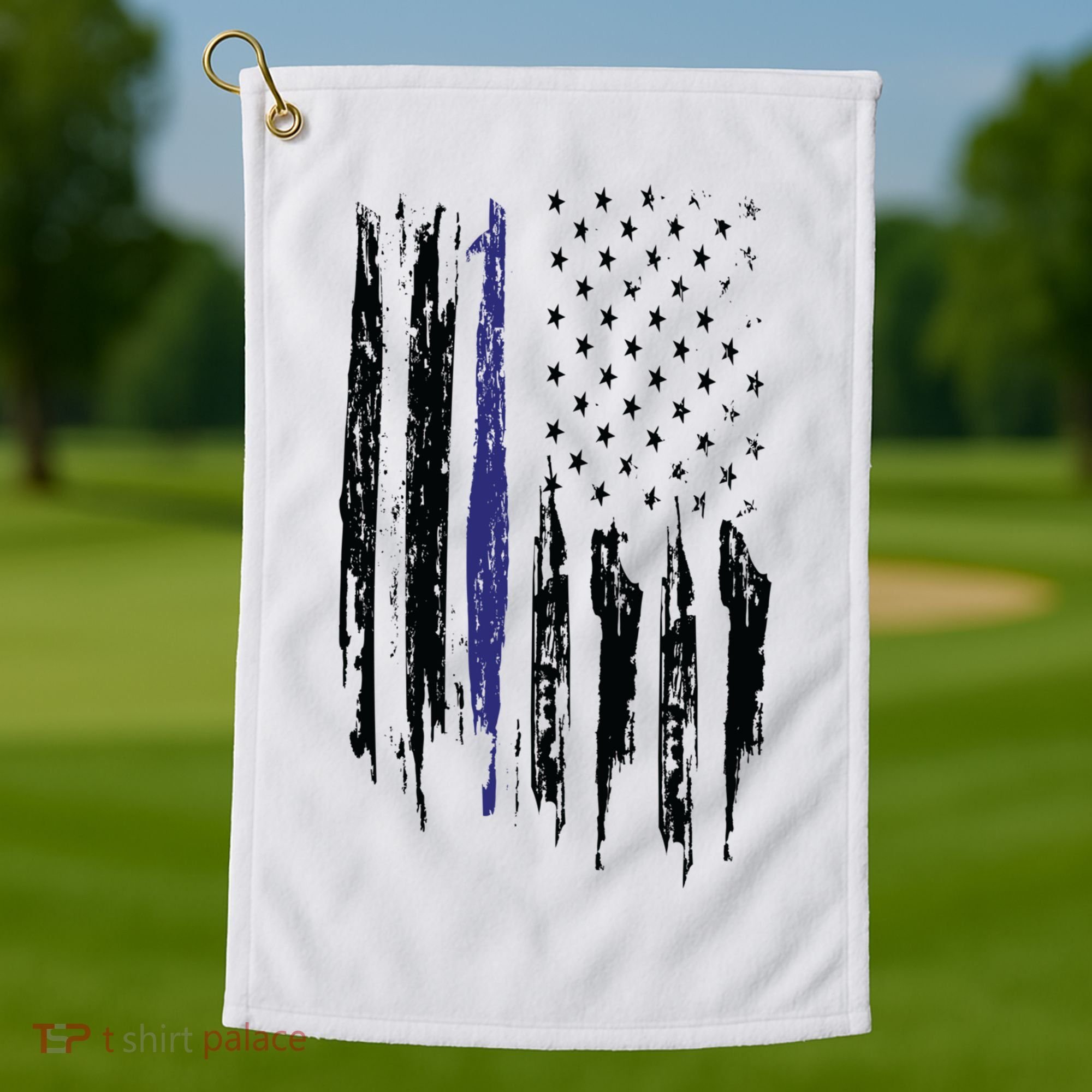 Police Thin Blue Line Flag Gift Crewneck Meaningful Gift Mens Golf Towel