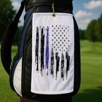 Police Thin Blue Line Flag Gift Crewneck Meaningful Gift Mens Golf Towel thumb 2