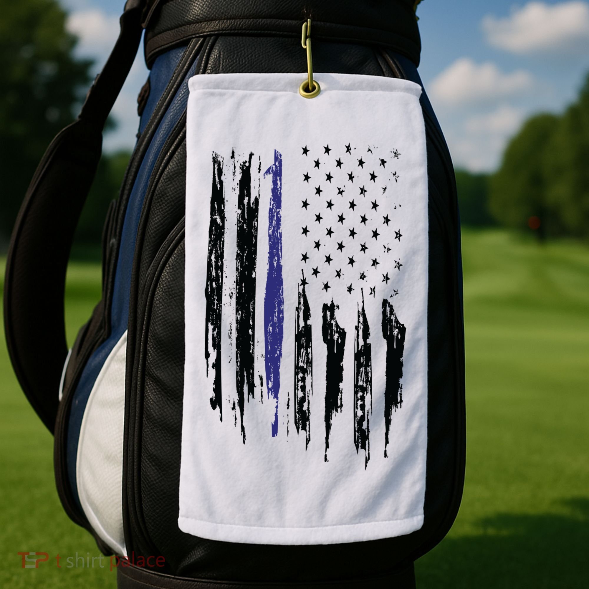 Police Thin Blue Line Flag Gift Crewneck Meaningful Gift Mens Golf Towel