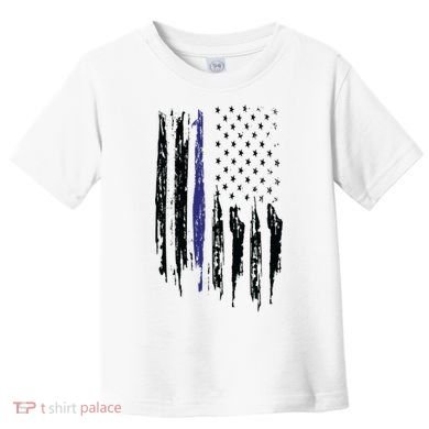 Police Thin Blue Line Flag Gift Crewneck Meaningful Gift Mens Toddler T-Shirt