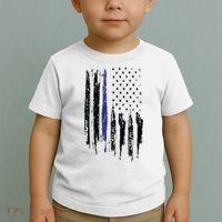 Police Thin Blue Line Flag Gift Crewneck Meaningful Gift Mens Toddler T-Shirt thumb 2
