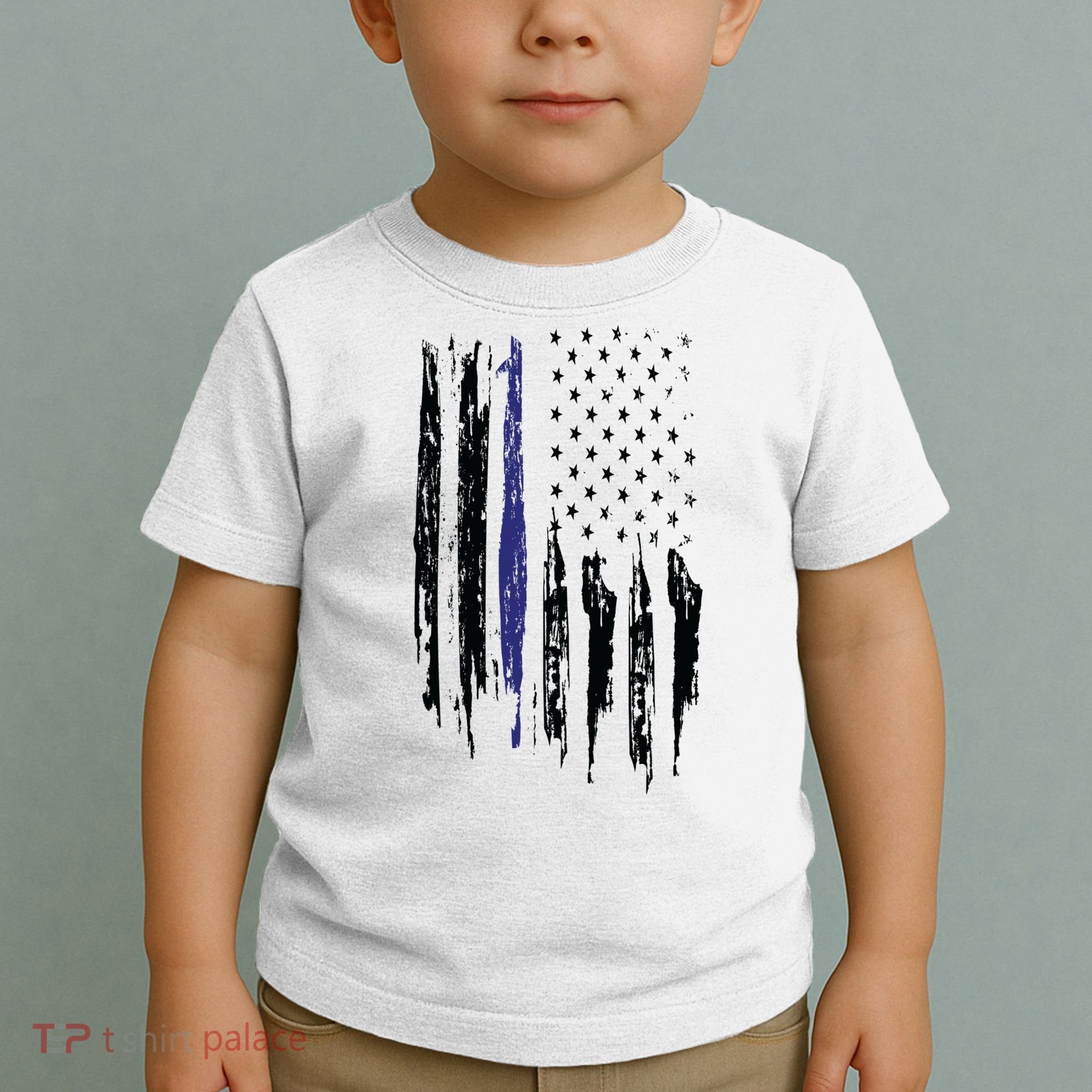 Police Thin Blue Line Flag Gift Crewneck Meaningful Gift Mens Toddler T-Shirt