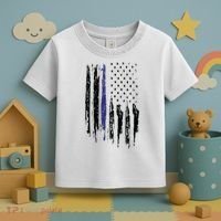 Police Thin Blue Line Flag Gift Crewneck Meaningful Gift Mens Toddler T-Shirt thumb 3