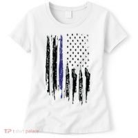 Police Thin Blue Line Flag Gift Crewneck Meaningful Gift Mens Women's T-Shirt thumb 0