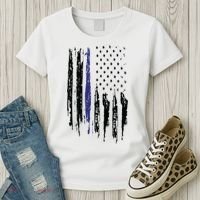 Police Thin Blue Line Flag Gift Crewneck Meaningful Gift Mens Women's T-Shirt thumb 3
