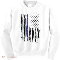 Police Thin Blue Line Flag Gift Crewneck Meaningful Gift Mens Kids Sweatshirt thumb 0