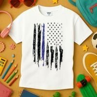 Police Thin Blue Line Flag Gift Crewneck Meaningful Gift Mens Kids T-Shirt thumb 3