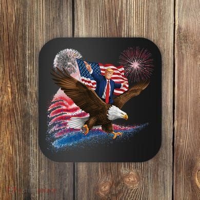 Patriotic Trump Bald Eagle American Pride Usa Flag July 4th Coaster