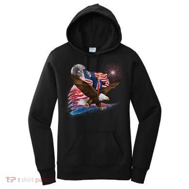 Patriotic Trump Bald Eagle American Pride Usa Flag July 4th Women's Hoodie
