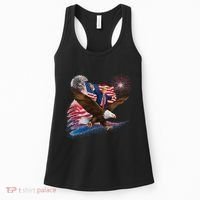 Patriotic Trump Bald Eagle American Pride Usa Flag July 4th Women's Tank Top thumb 0