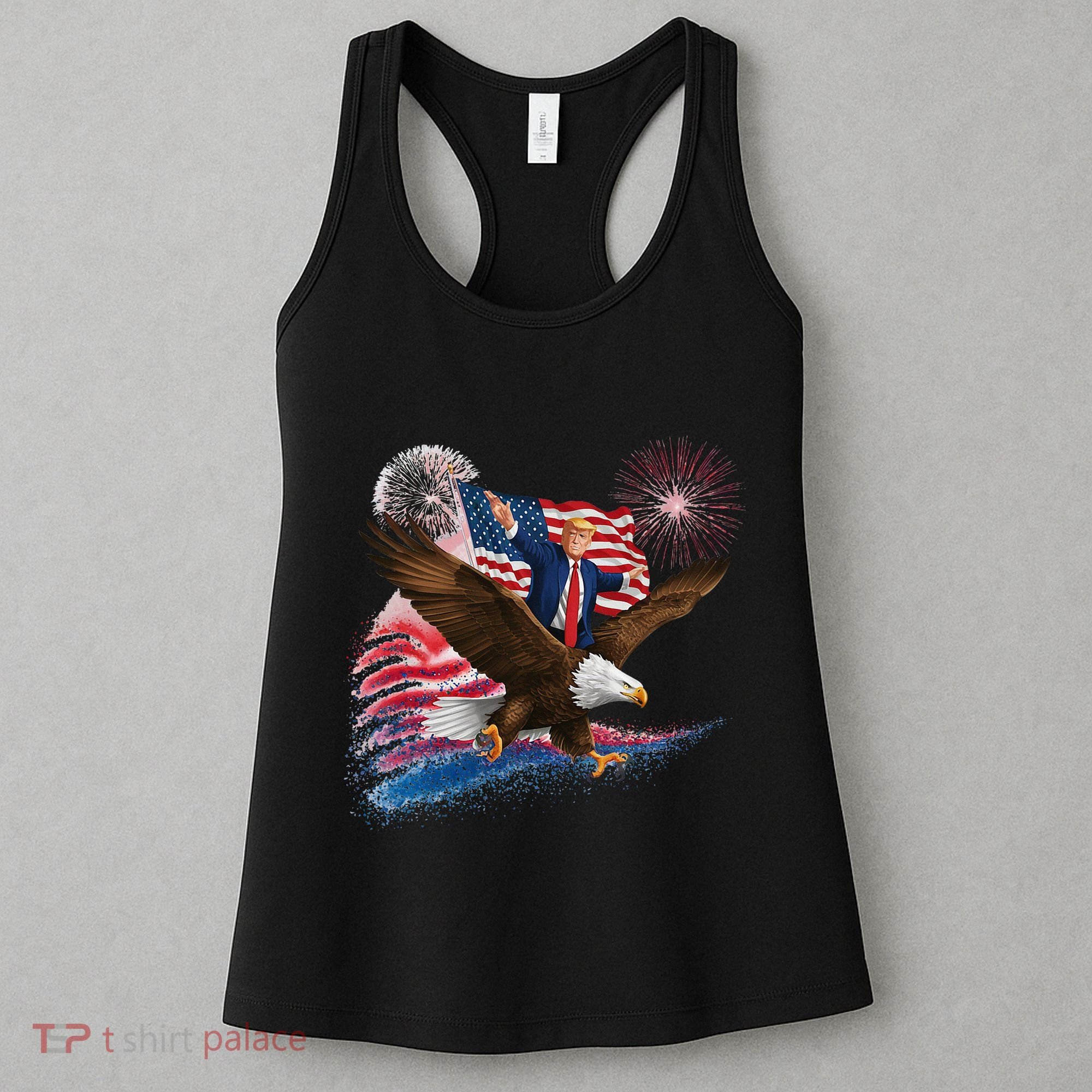 Patriotic Trump Bald Eagle American Pride Usa Flag July 4th Women's Tank Top
