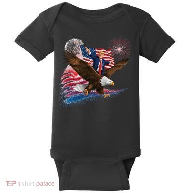 Patriotic Trump Bald Eagle American Pride Usa Flag July 4th Baby Bodysuit