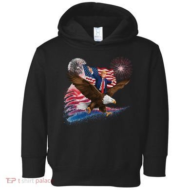 Patriotic Trump Bald Eagle American Pride Usa Flag July 4th Toddler Hoodie