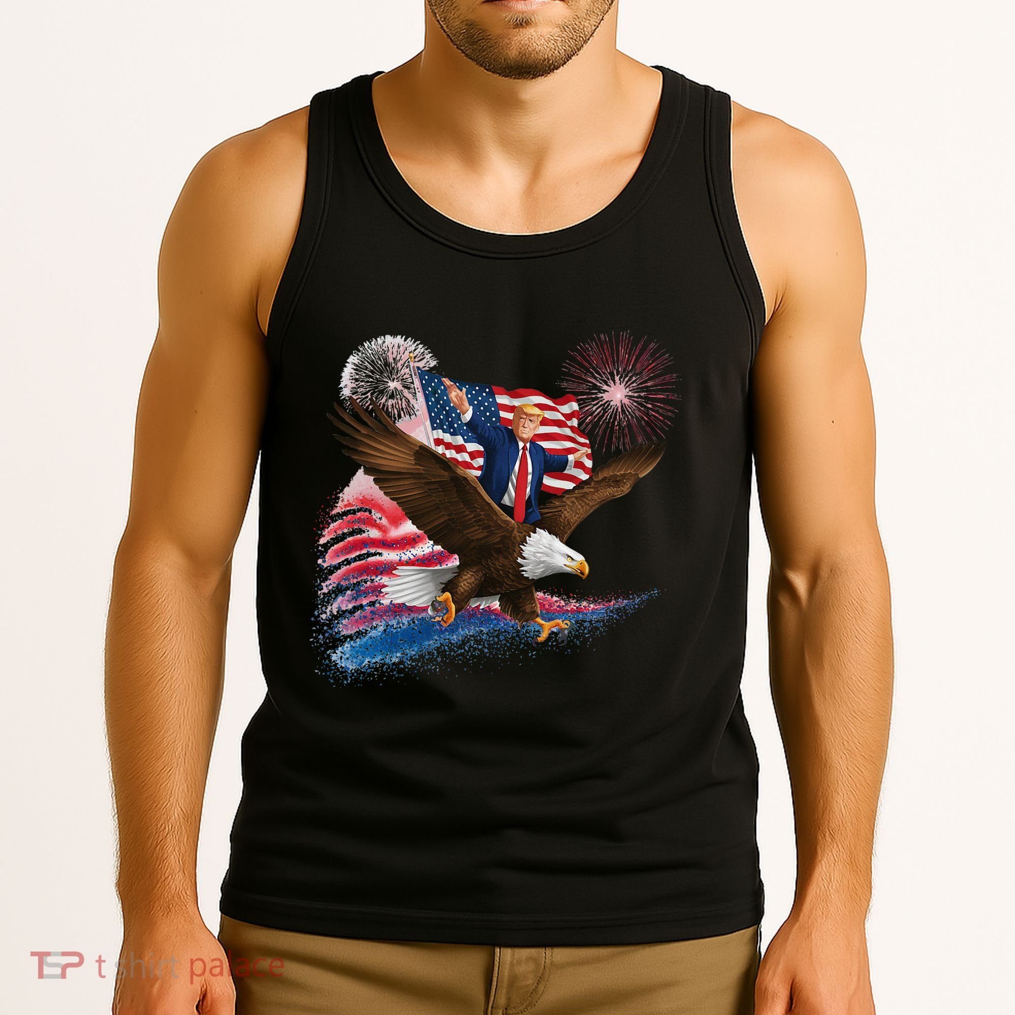 Patriotic Trump Bald Eagle American Pride Usa Flag July 4th Tank Top