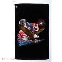 Patriotic Trump Bald Eagle American Pride Usa Flag July 4th Golf Towel thumb 0