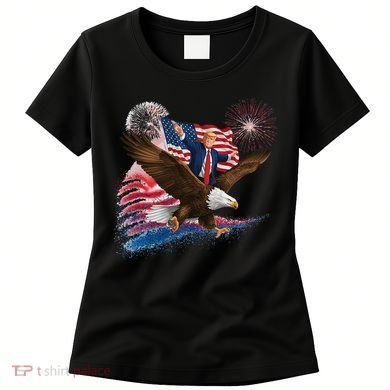 Patriotic Trump Bald Eagle American Pride Usa Flag July 4th Women's T-Shirt