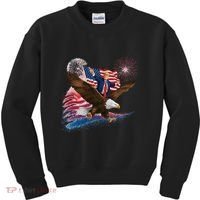 Patriotic Trump Bald Eagle American Pride Usa Flag July 4th Kids Sweatshirt thumb 0