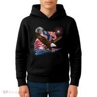 Patriotic Trump Bald Eagle American Pride Usa Flag July 4th Kids Hoodie thumb 4