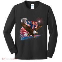 Patriotic Trump Bald Eagle American Pride Usa Flag July 4th Kids Long Sleeve Shirt thumb 0