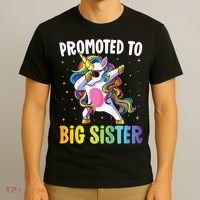 Promoted to Big Sister Dabbing Unicorn Older Sister T-Shirt thumb 3