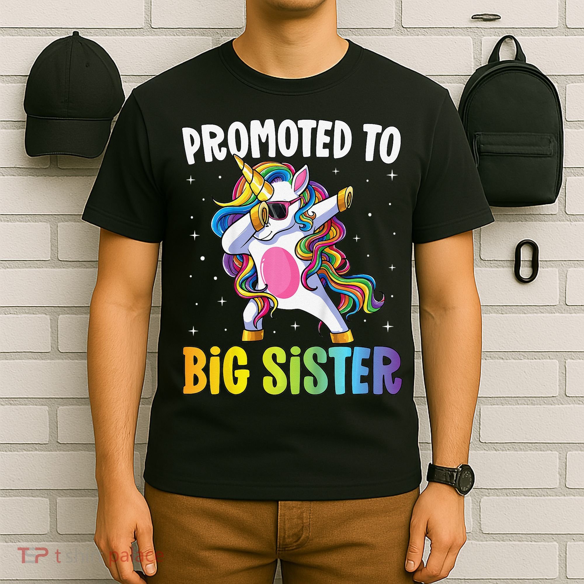 Promoted to Big Sister Dabbing Unicorn Older Sister T-Shirt